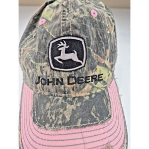John Deere Women’s Pink Camo Snapback Hat Cap Adjustable Trucker Style Logo